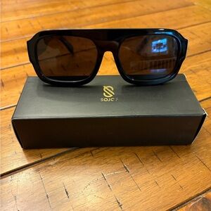 Sojos Black Rectangular Sunglasses